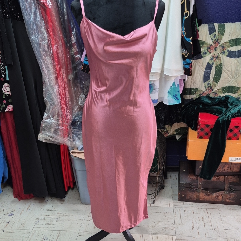 Elegant Pink Satin Slip Dress